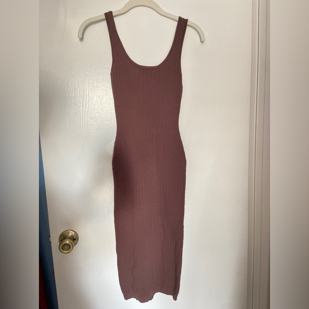 brown body con midi dress